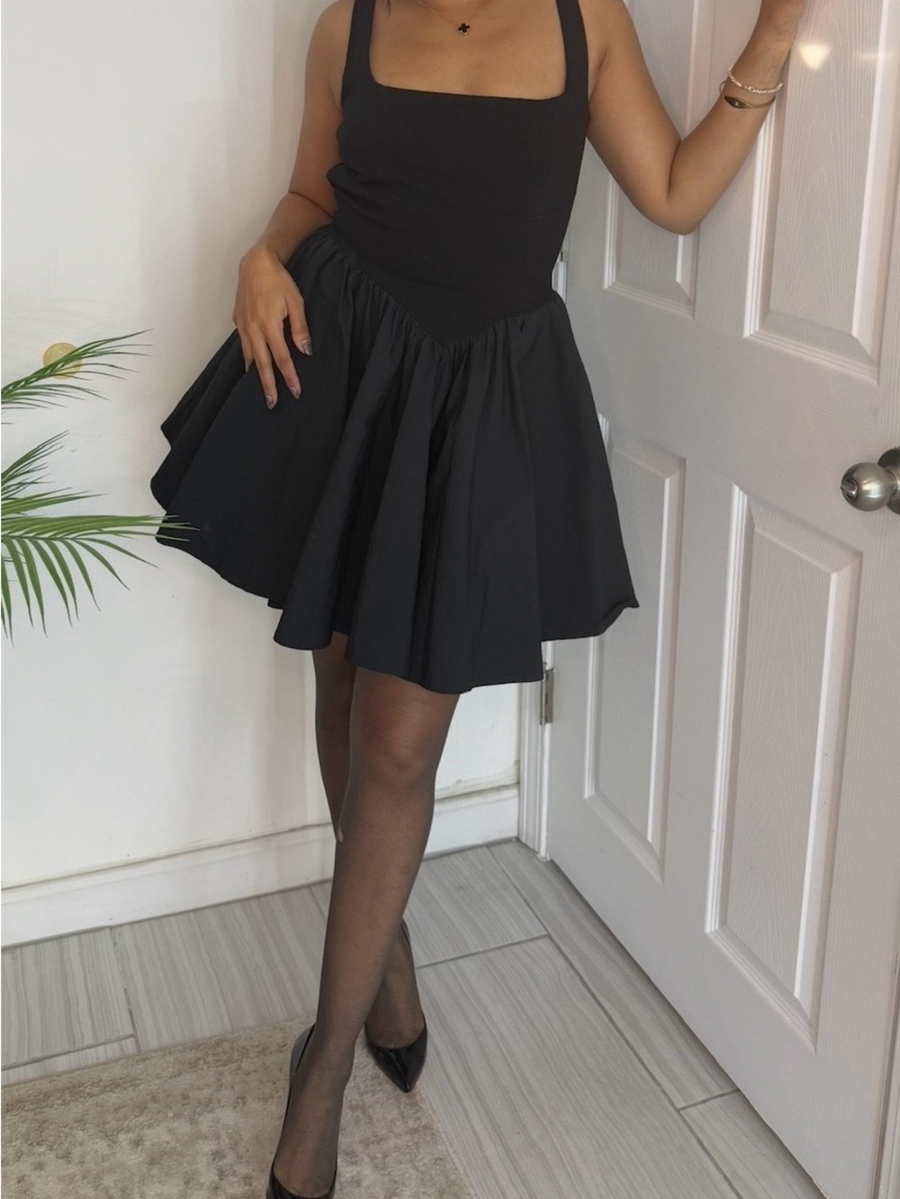 Primark x Rita Ora Black Square Neck Flared Mini Dress